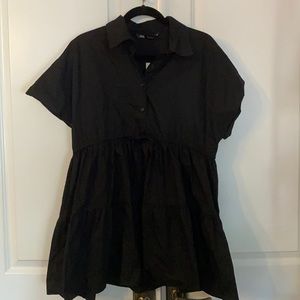 Black tiered tunic dress